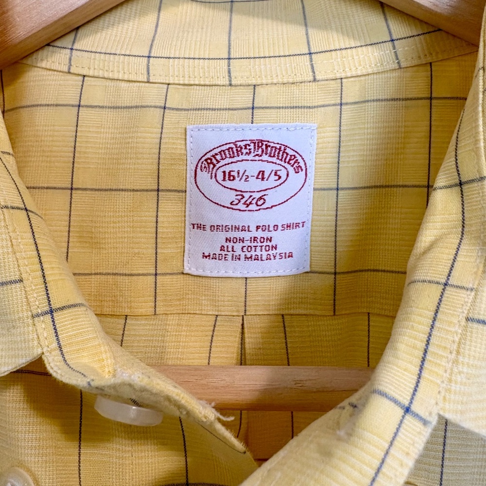 Brooks Brothers Long Sleeve Button Shirt (Size 16.5 - 4/5) Cotton - Yellow Plaid - Picture 3 of 5
